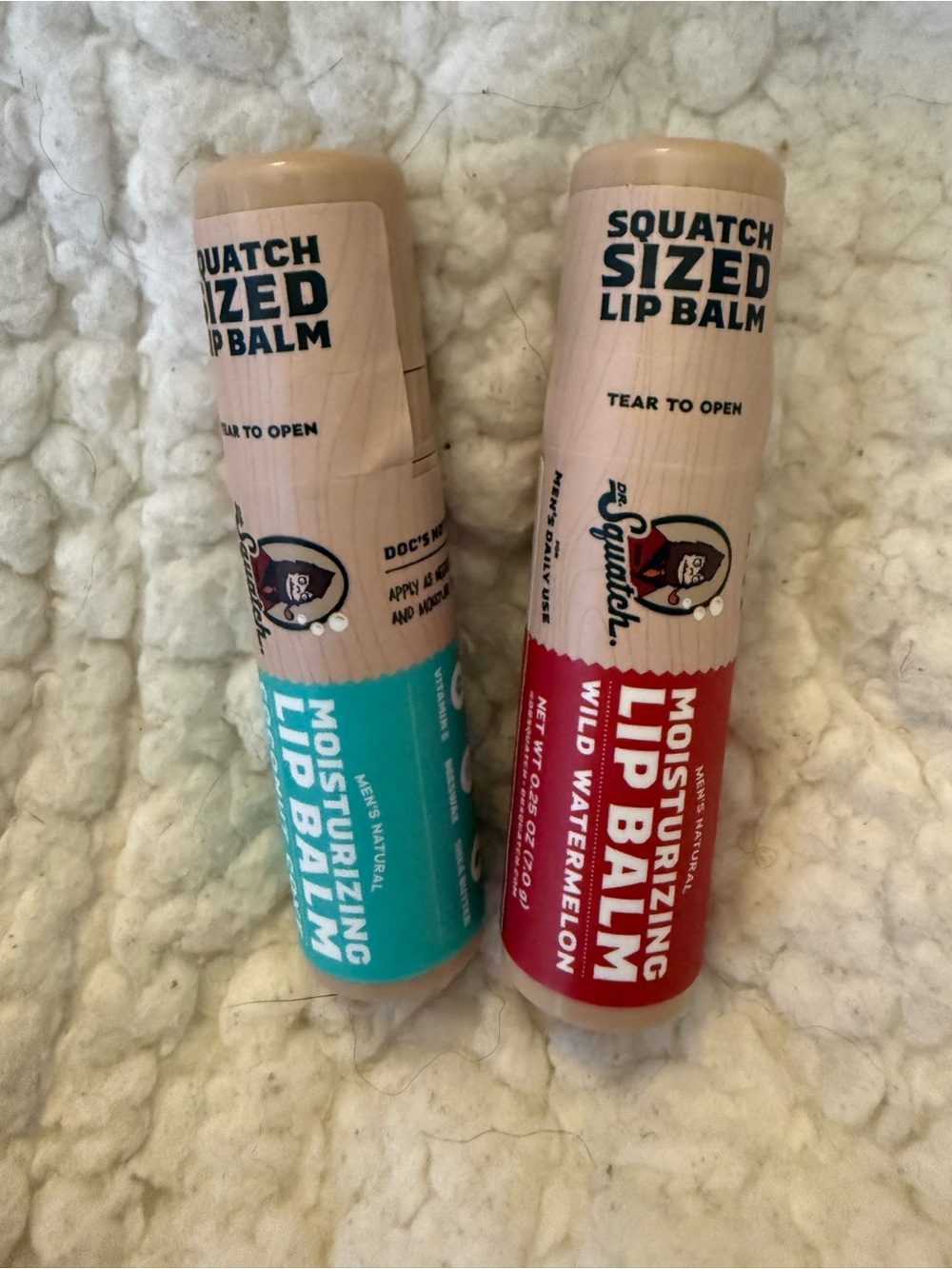 Dr. Squatch lip balms 0.25 oz moisturizing stick designed for men
